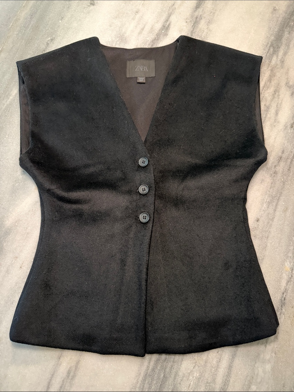 Zara Black Tailored Sleeveless Vest with Button Front